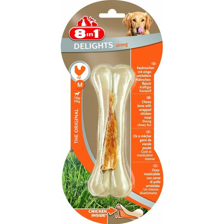 8in1 Delights Kauknochen extra Strong – M, für mittelgroße und große Hunde von 12-35 kg, 1 Stück