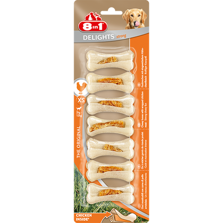 8in1 Delights Kauknochen extra Strong – XS, für kleine Hunde bis 12 kg, 7 Stück