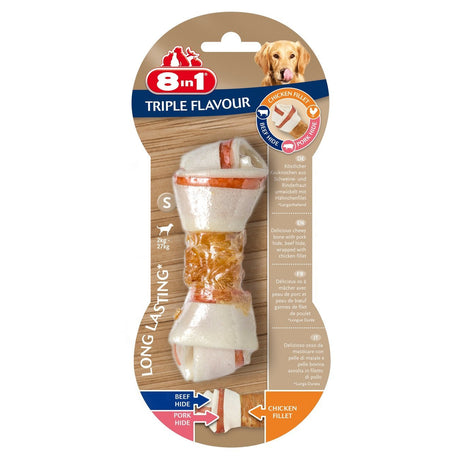 8in1 Triple Flavour Kauknochen – S, 1 Stück für Hunde, 2 - 27 kg