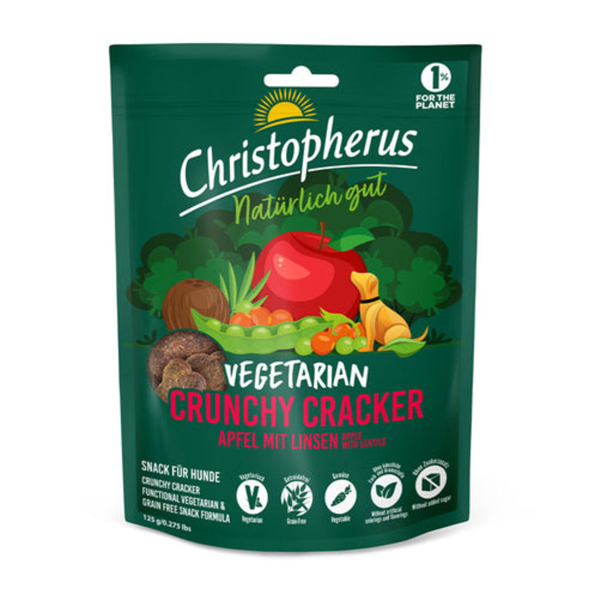 Vegetarischer Snack Apfel & Linsen - Knuspriger Hundegenuss – 125 g
