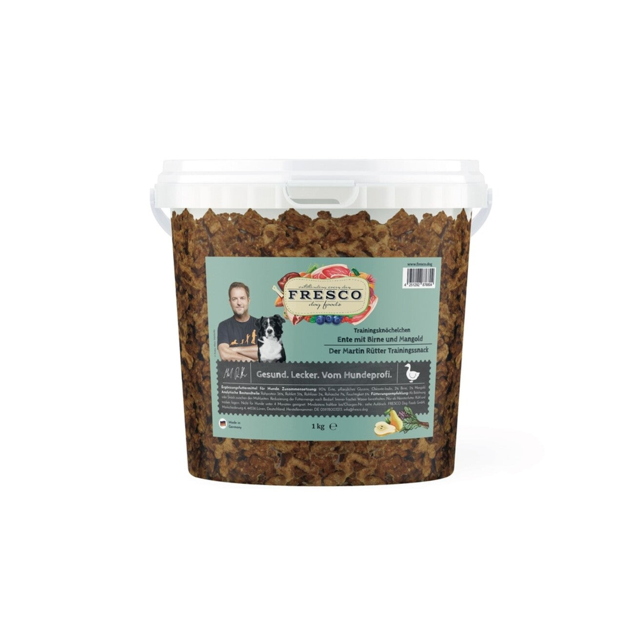 Martin Rütter Trainingsknöchelchen (1 kg) | Perfekte kleine Hundesnacks fürs Training – Ente mit Birne und Mangold