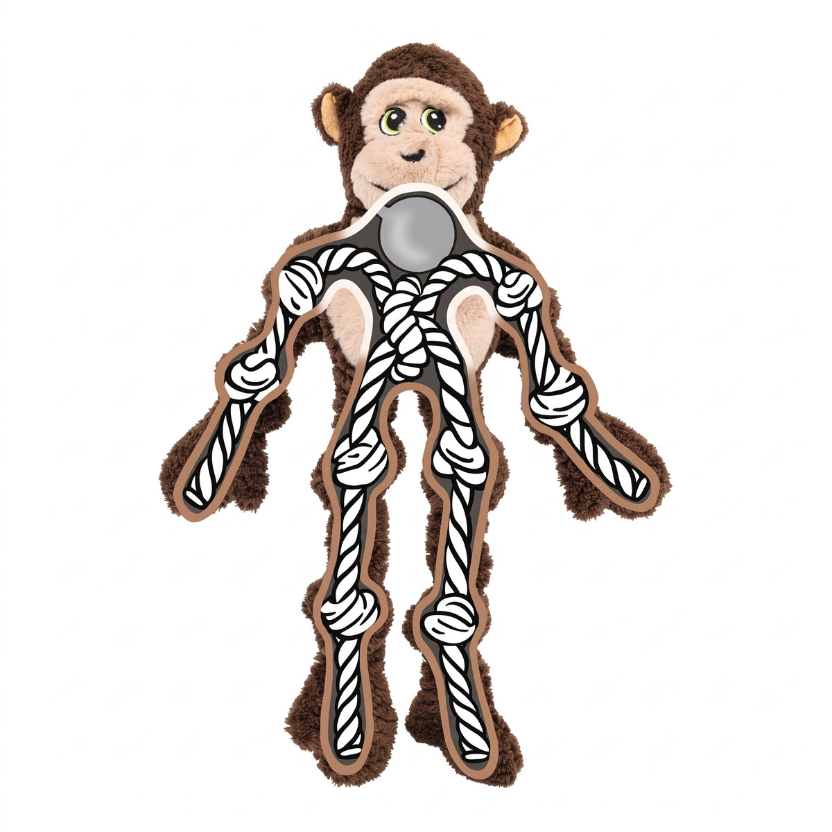 KONG Knots Monkey – Plüsch-Affe mit Knotenseil für Hunde