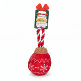 Beeztees Xmas Ball Twinkle mit Seil und Quietscher, rot