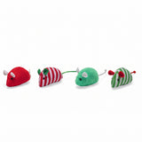 Beeztees Weihnachtsmäuse mit Katzenminze – Katzenspielzeug, 4 Stück