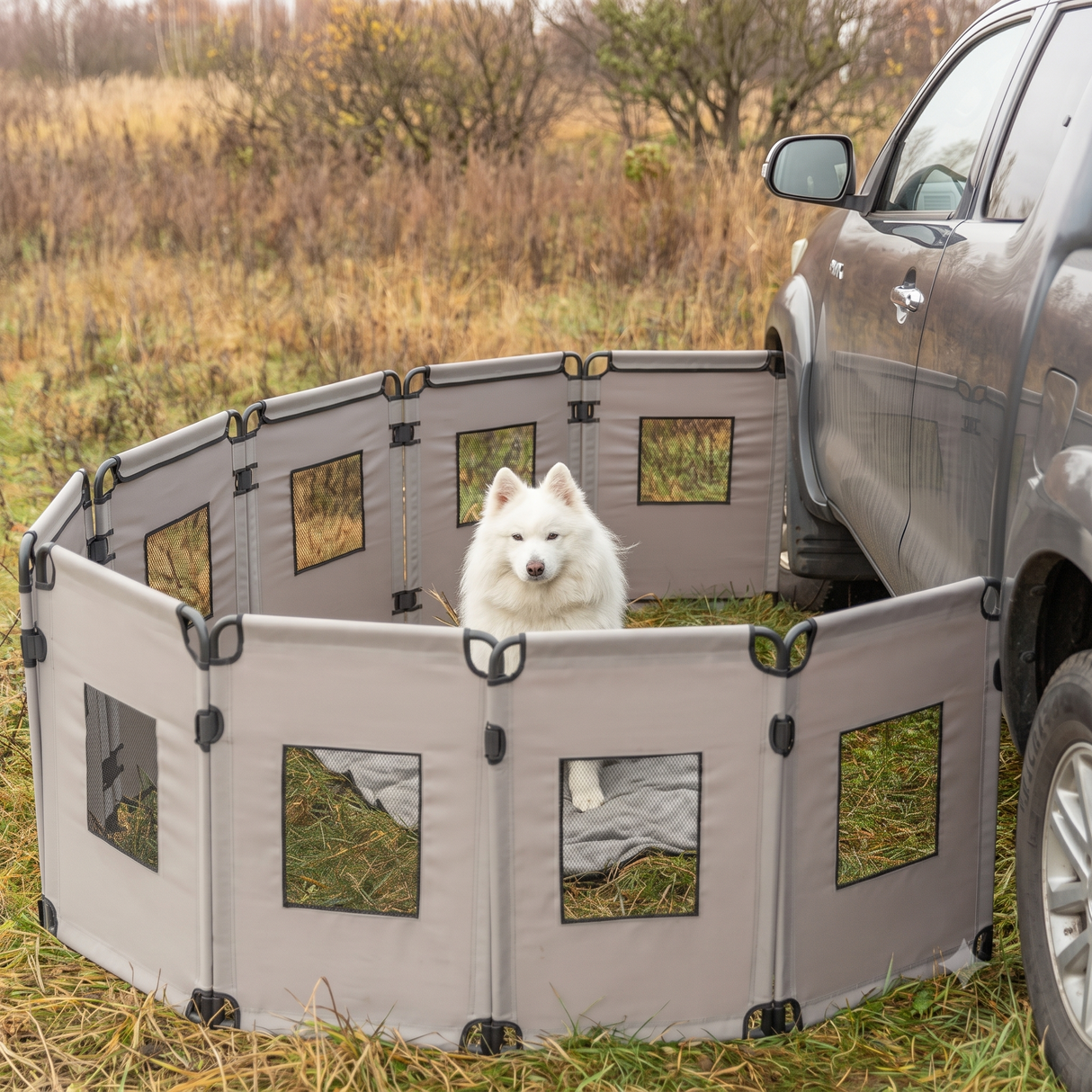 TRIXIE Campingzaun für Hunde – Mobiler Freilauf & sichere Zone für Outdoor-Abenteuer