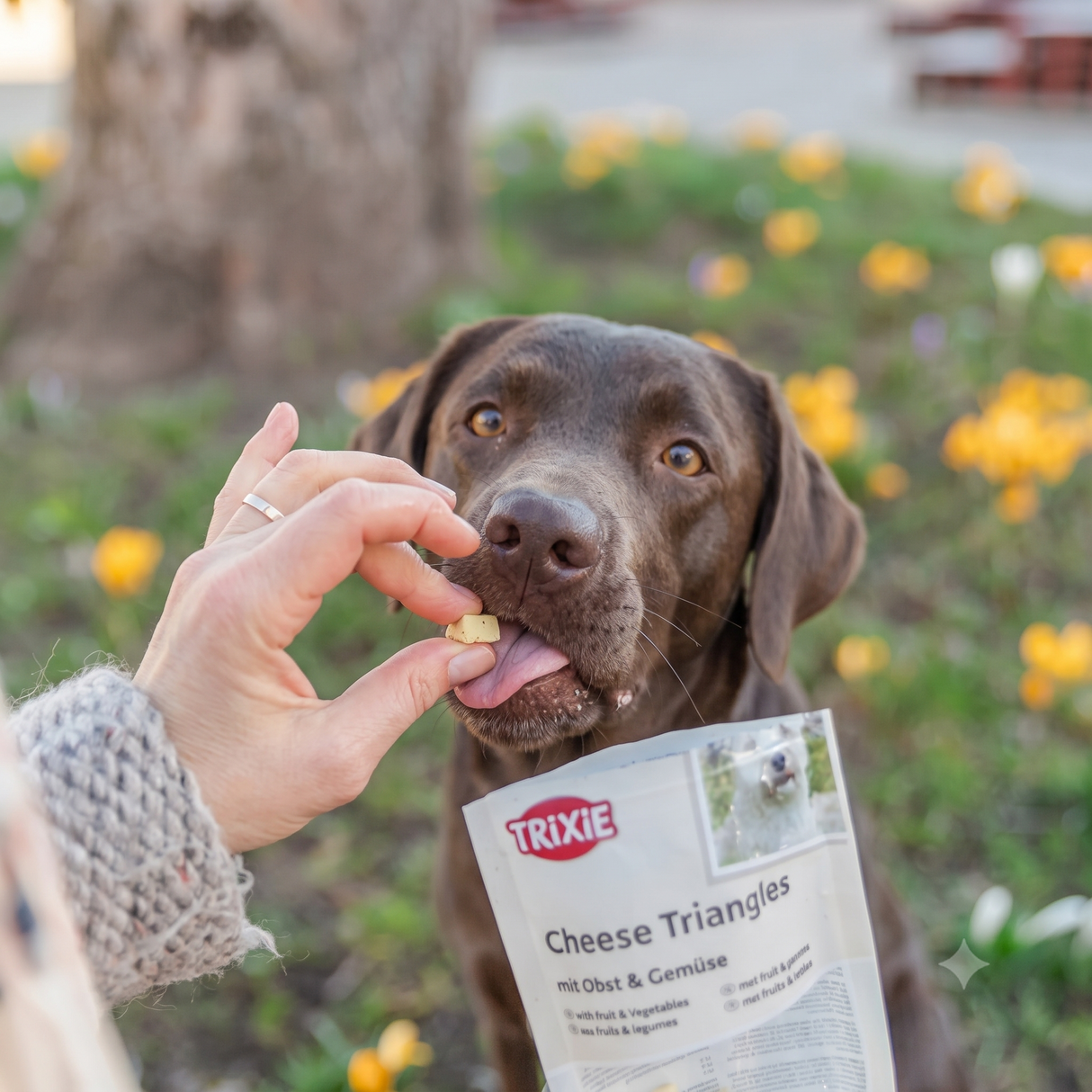 TRIXIE Cheese Triangles mit Obst & Gemüse – Vegetarischer Hundesnack & Leckerbissen