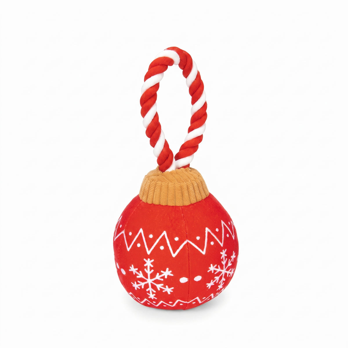 Beeztees Xmas Ball Twinkle mit Seil und Quietscher, rot