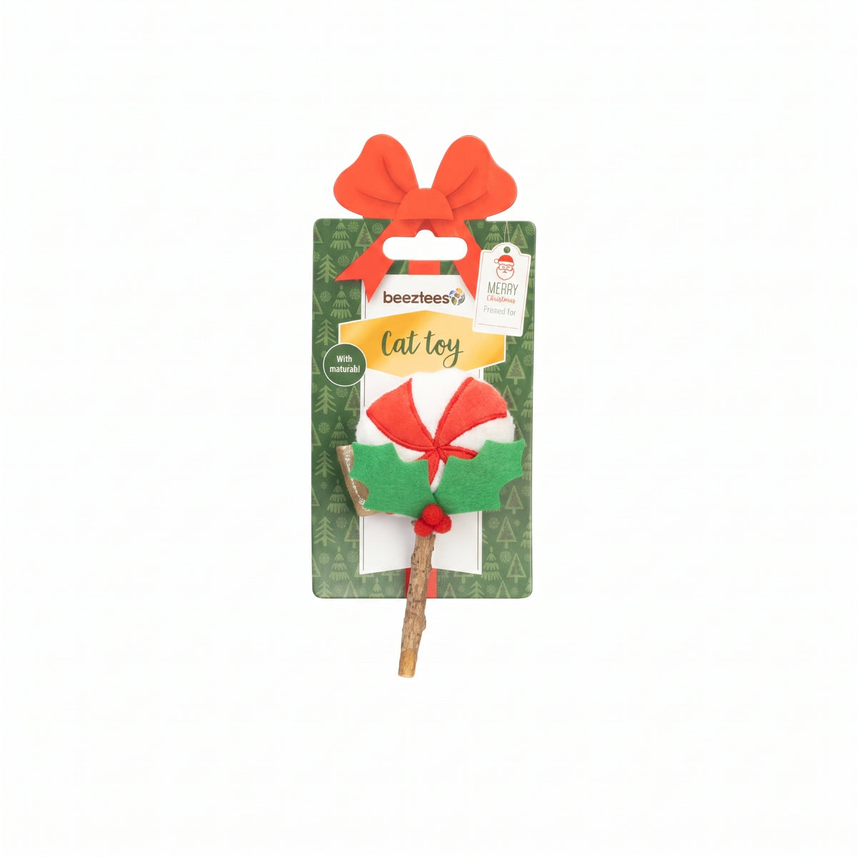 Beeztees Weihnachts-Lollipop – Katzenspielzeug mit Matatabi, 14 cm
