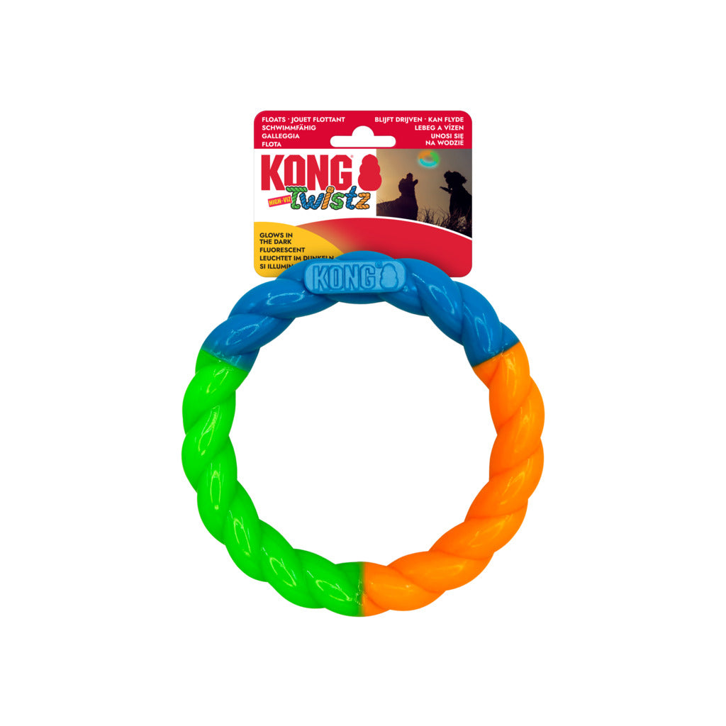 KONG High-Viz Twistz Ring – Leuchtendes Hundespielzeug für Outdoor-Spaß