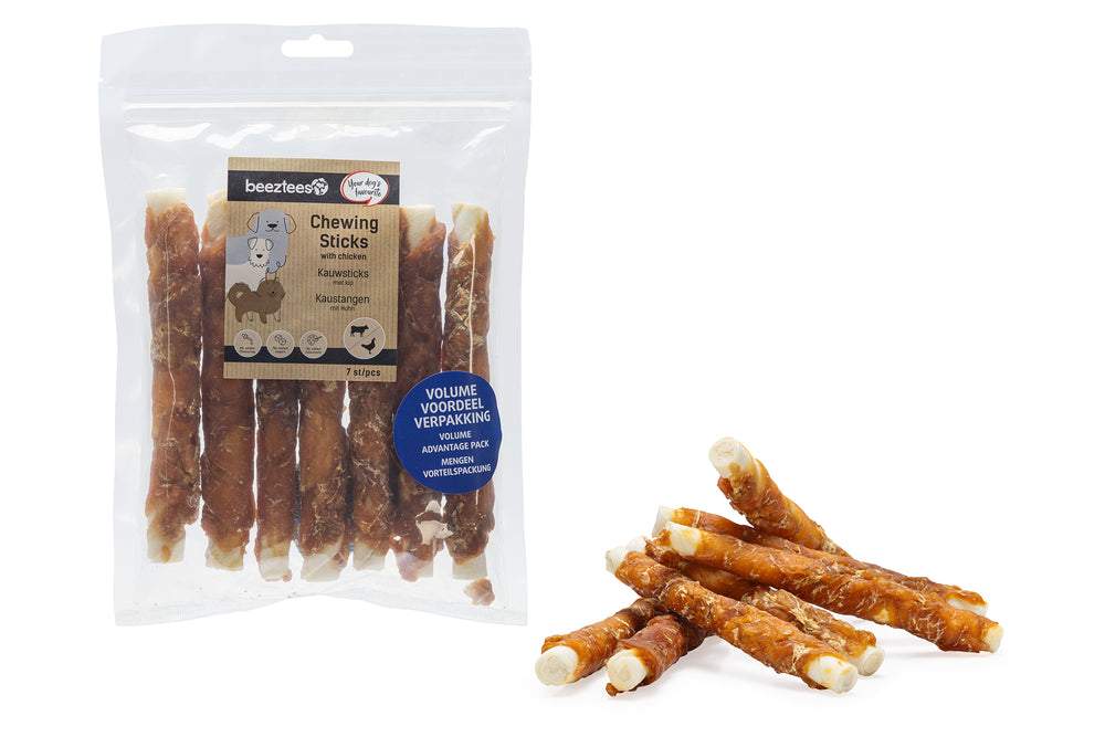 Beeztees Kaustangen mit Huhn und Rinderhaut für Hunde – Vorteilspack