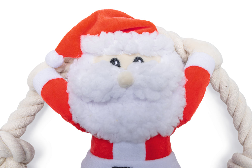 Beeztees Xmas Santa mit Seil – Weihnachtsspielzeug für Hunde