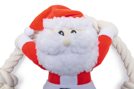 Beeztees Xmas Santa mit Seil – Weihnachtsspielzeug für Hunde