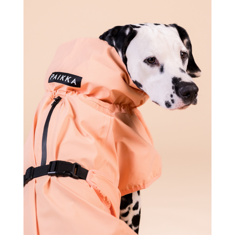 PAIKKA Reflective Raincoat Peach – Reflektierender Hunderegenmantel