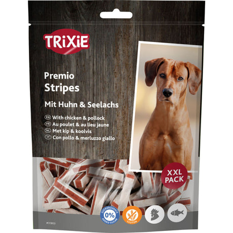 Premio Fish Chicken Hundesnack – Hühnchen & Lachs, Stripes, XXL Pack, 300g