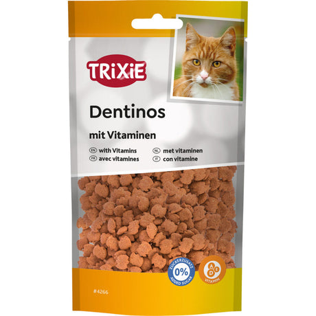 TRIXIE Denta Fun Dentinos Zahnpflege Leckerlies für Katzen – Gesunde Zähne & frischer Atem – 50 g