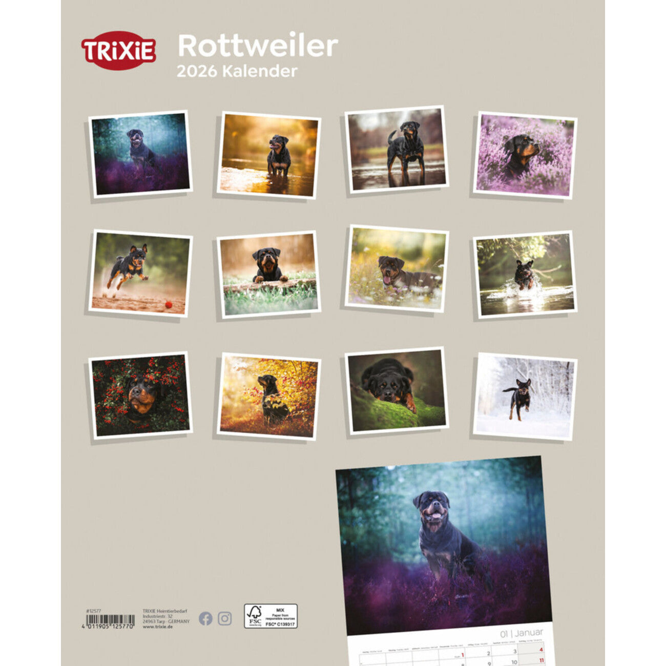 2026 Kalender Rottweiler – 12 Monate