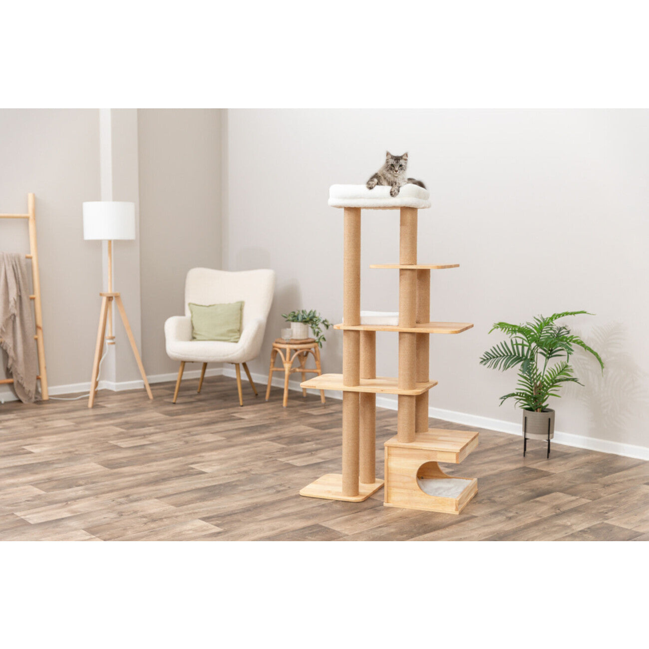 Kratzbaum Thiago aus Holz – Kratzbaum Thiago, Holz, 147 cm, natur