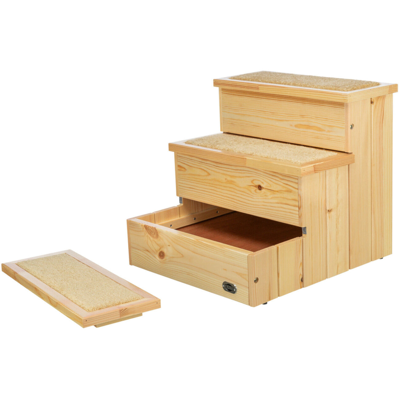 Möbel Treppe für Hunde und Katzen aus Kiefer mit Staurraum