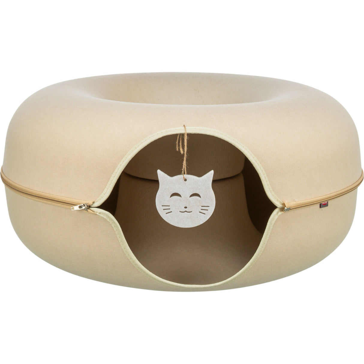 TRIXIE Spieldonut für Katzen - Kuscheliges Spielzeug & Rückzugsort – ø 60 cm beige