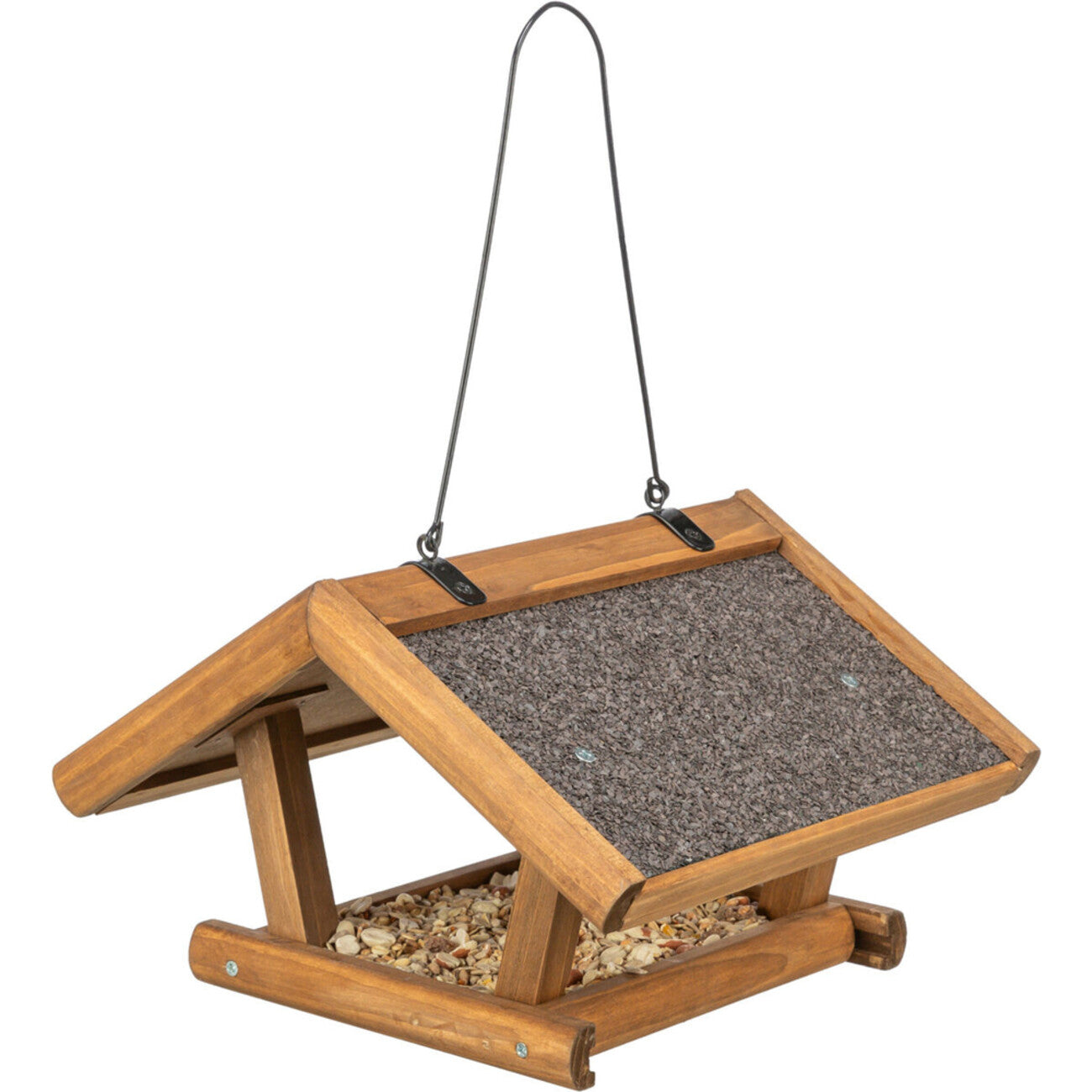 natura Futterhaus zum Aufhängen, aus Kiefernholz – 30 × 18 × 28 cm