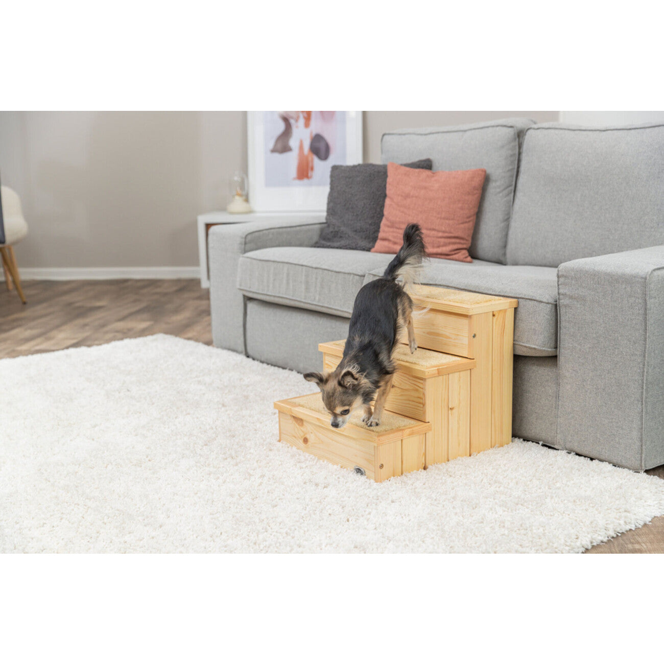 Möbel Treppe für Hunde und Katzen aus Kiefer mit Staurraum
