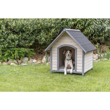 natura Hundehütte Cottage mit Satteldach – L: 96 × 105 × 112 cm, grau