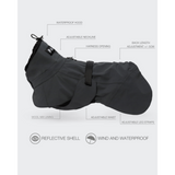 PAIKKA Visibility Raincoat Dark – Hochreflektierender, wasserdichter Hunderegenmantel