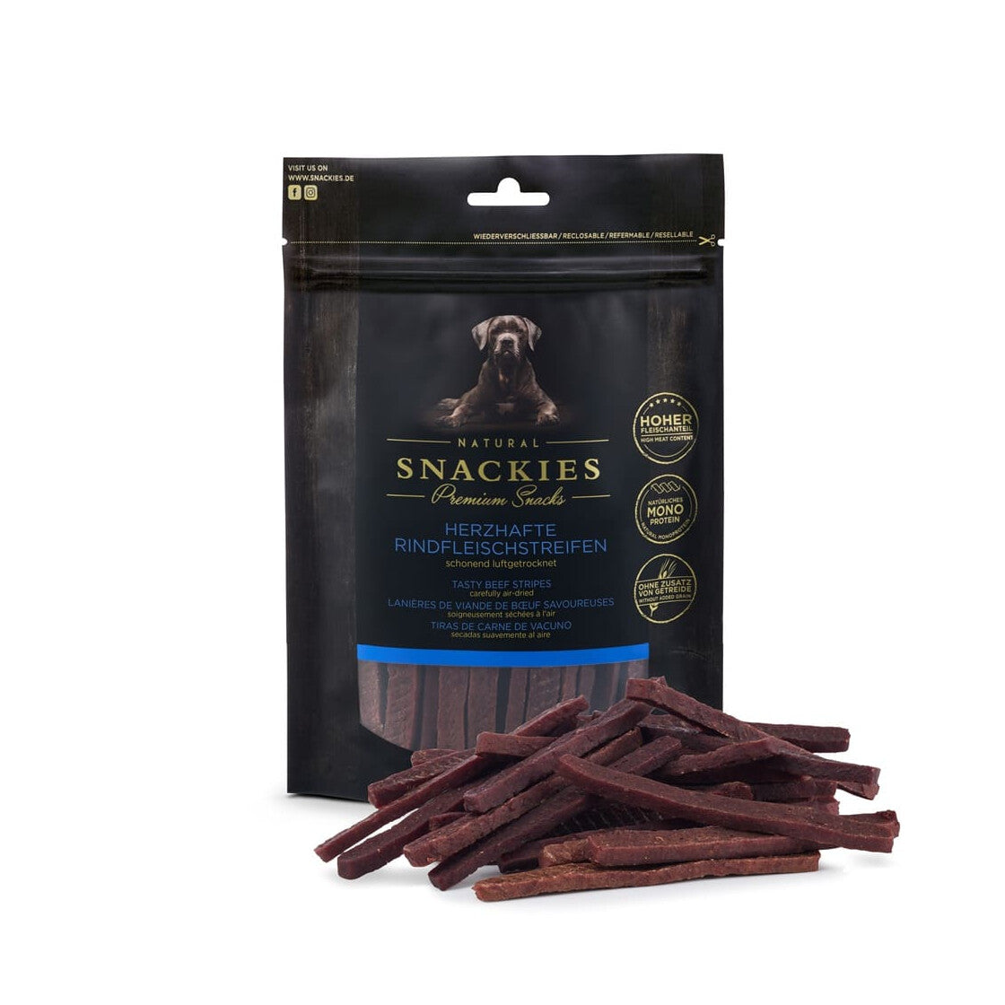 Snackies – Herzhafte Rindfleischstreifen | Dein luftgetrockneter Hundesnack