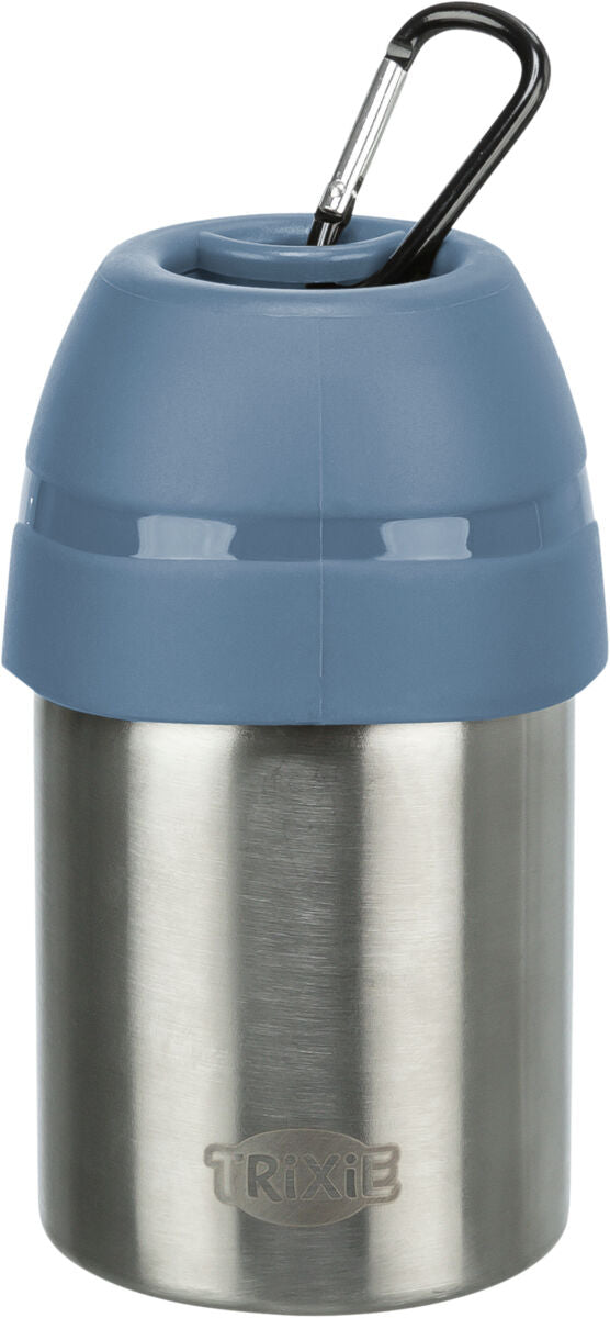 TRIXIE Trinkflasche Hund mit Napf-Deckel – Edelstahl, Karabiner, 300 ml & 750 ml