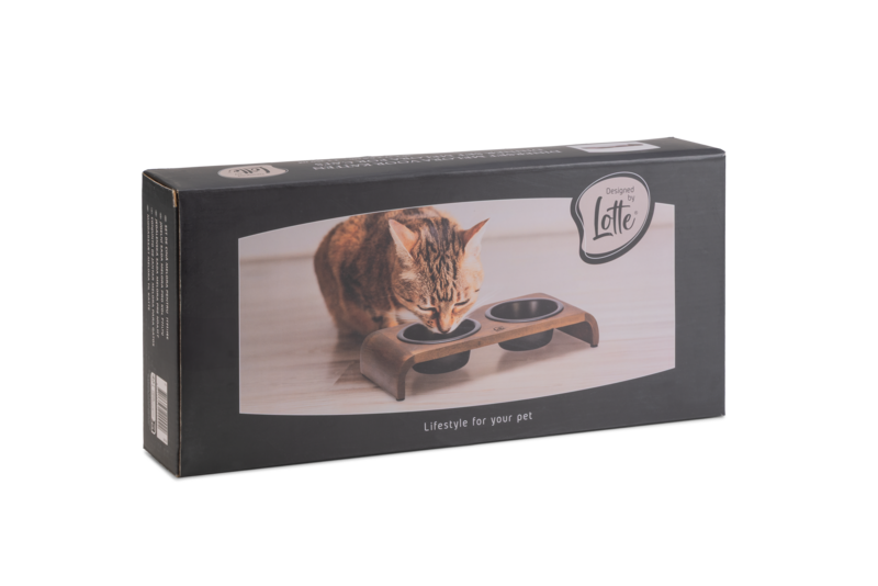 Designed By Lotte Holz Dinnerset Katze Melora – Stilvolle Futterstation aus Akazienholz