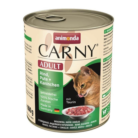 Carny Adult Katzenfutter – Rind, Pute + Kaninchen 6x800g