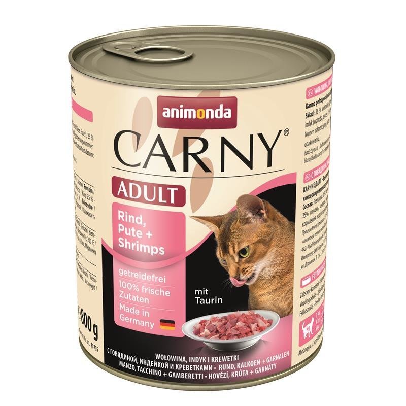 Carny Adult Katzenfutter – Rind, Pute + Shrimps 6x800g