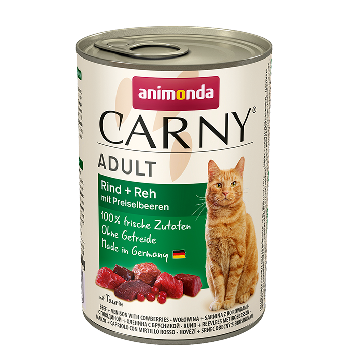 Carny Adult Katzenfutter – Rind Reh & Preiselbeeren 6x400g