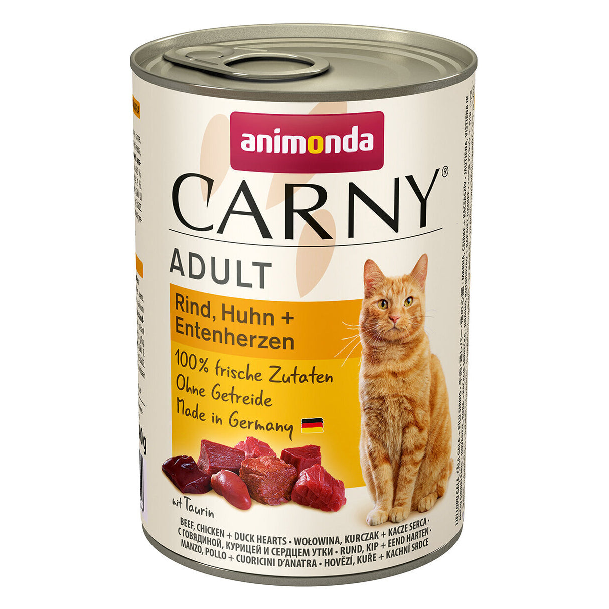 Carny Adult Katzenfutter – Rind & Huhn & Entenherzen 6x400g