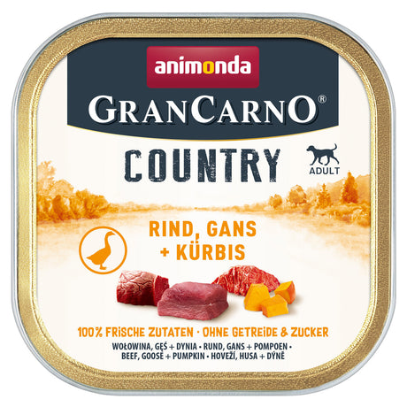 GranCarno Country Adult Hundefutter – 22 x 150g, Rind, Gans & Kürbis
