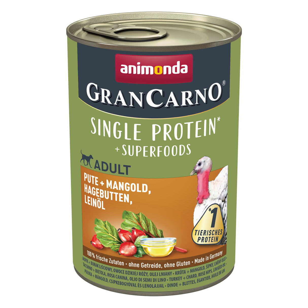GranCarno Superfood Hundefutter – Pute & Mangold - 6 x 400 g