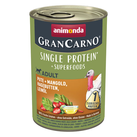 GranCarno Superfood Hundefutter – Pute & Mangold - 6 x 400 g