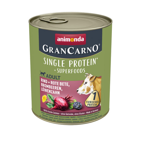 GranCarno Superfood Hundefutter – Rind & Rote Beete - 6 x 800 g