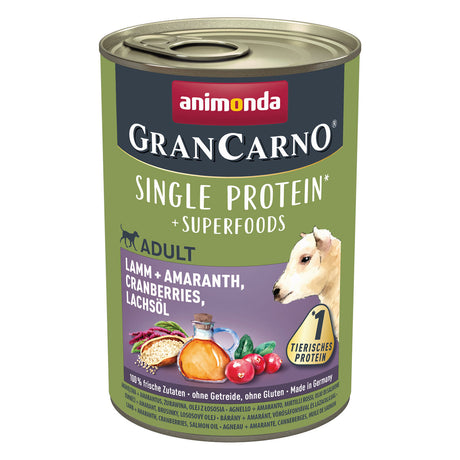 GranCarno Superfood Hundefutter – Lamm & Amaranth - 6 x 400 g