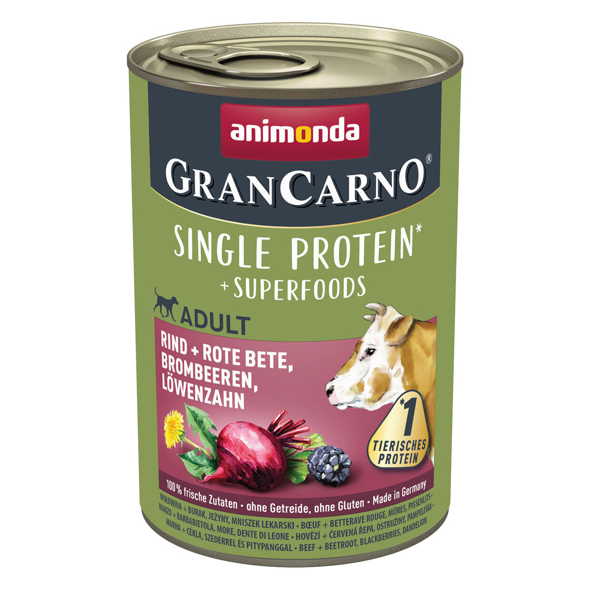 GranCarno Superfood Hundefutter – Rind & Rote Beete - 6 x 400 g