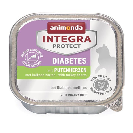Animonda Integra Protect Diabetes Katzenfutter Schälchen – Putenherzen 16x100g