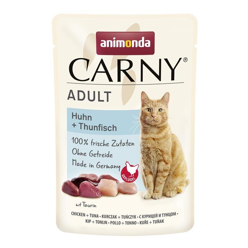 Katzen Nassfutter Carny Adult in Tütchen – Rind & Känguru, 12x85g