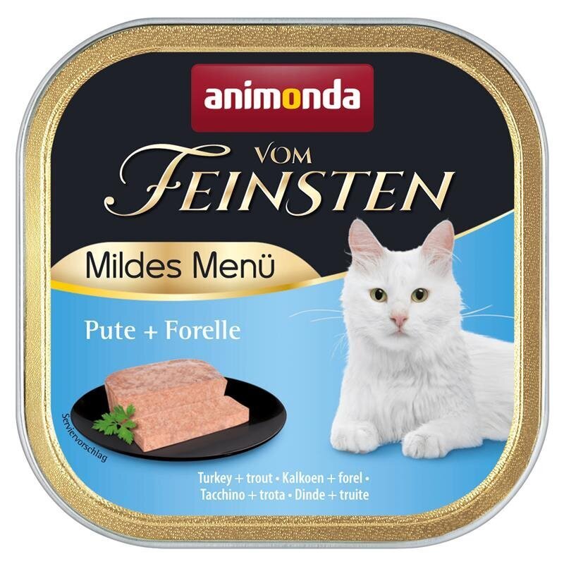 Mildes Menü Katzenfutter – 32 x 100 g, Pute & Forelle