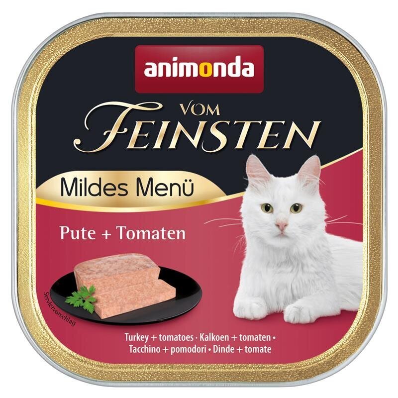 Mildes Menü Katzenfutter – 32 x 100 g, Pute & Tomate