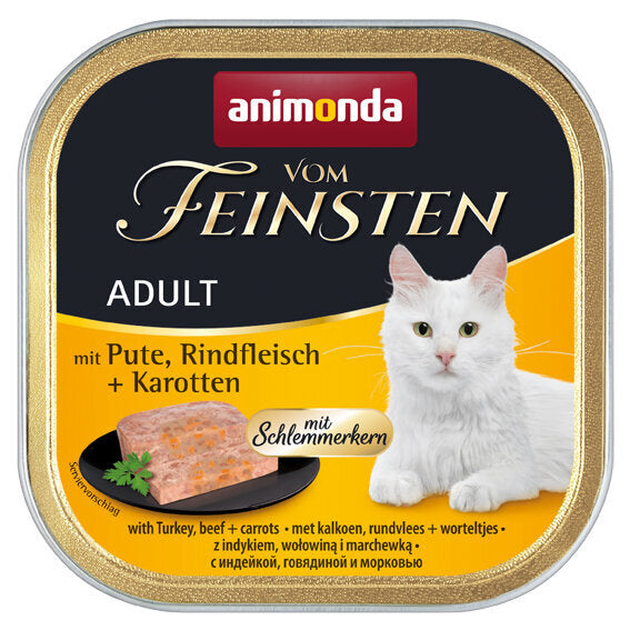 Animonda Vom Feinsten Katzenfutter mit Schlemmerkern – mit Pute, Rindfleisch & Karotten 32x100g