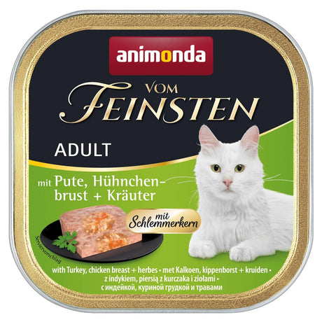 Animonda Vom Feinsten Katzenfutter mit Schlemmerkern – mit Pute, Hühnchenbrust & Kräuter 32x100g