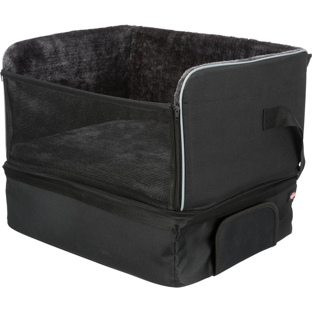TRIXIE Hunde-Autositz Erhöhter Autositz mit Staufach für kleine Hunde - schwarz - 45 × 38 ×