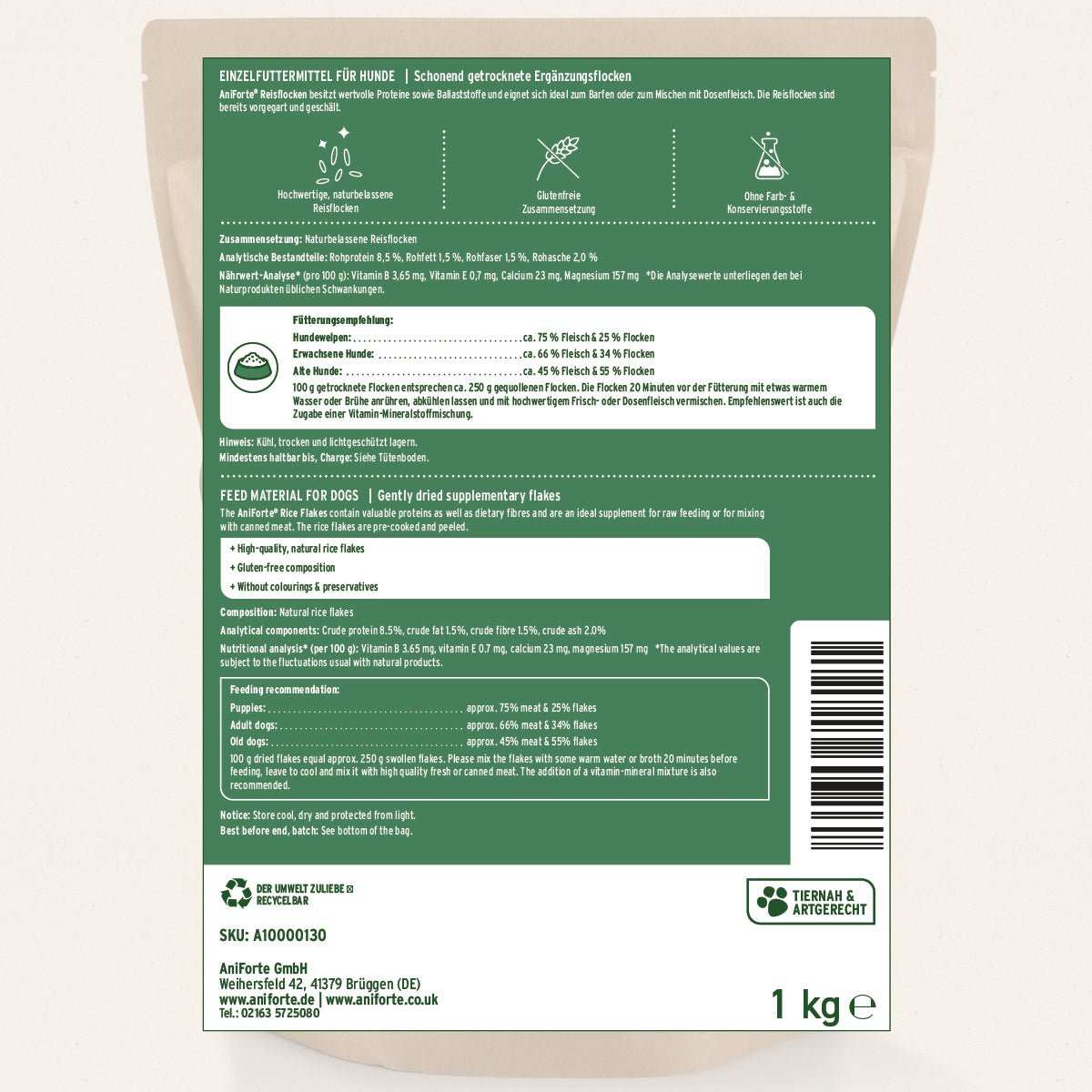 AniForte BARF-Line Reisflocken 1 kg