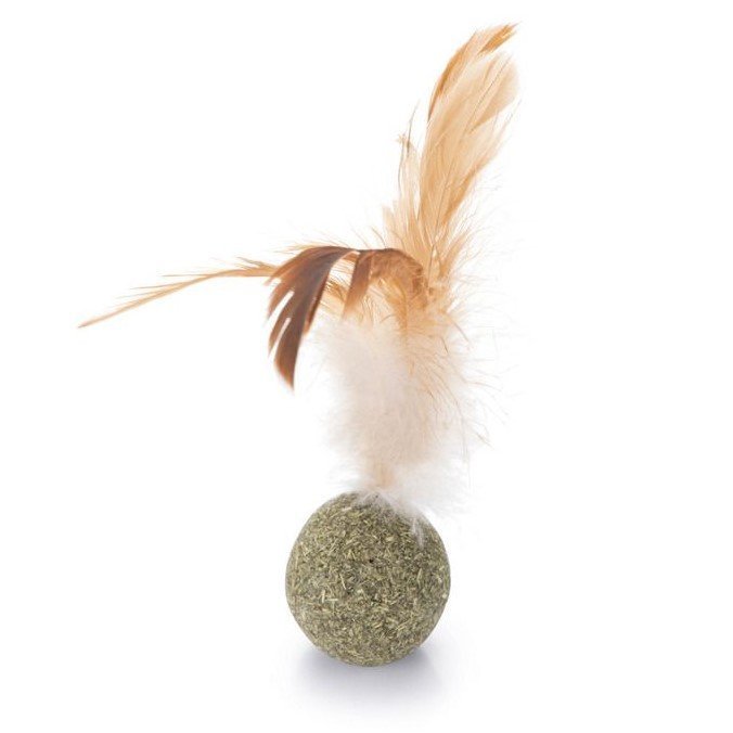 Catnip Ball mit Federn – ca. Ø 3 x 12 cm
