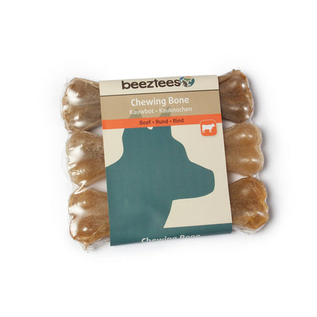 Beeztees Rinderhaut Kauknochen für Hunde – 3 Stk. - L: 11 cm/25 - 30 g